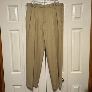 Tommy Bahama Silk Pants Mens 38x32 Beige St Thomas Pleated Dress Slacks Trousers
